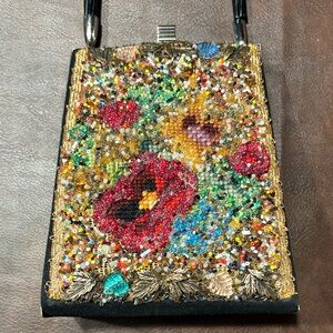 Vibrant Beaded Floral Women's Clutch